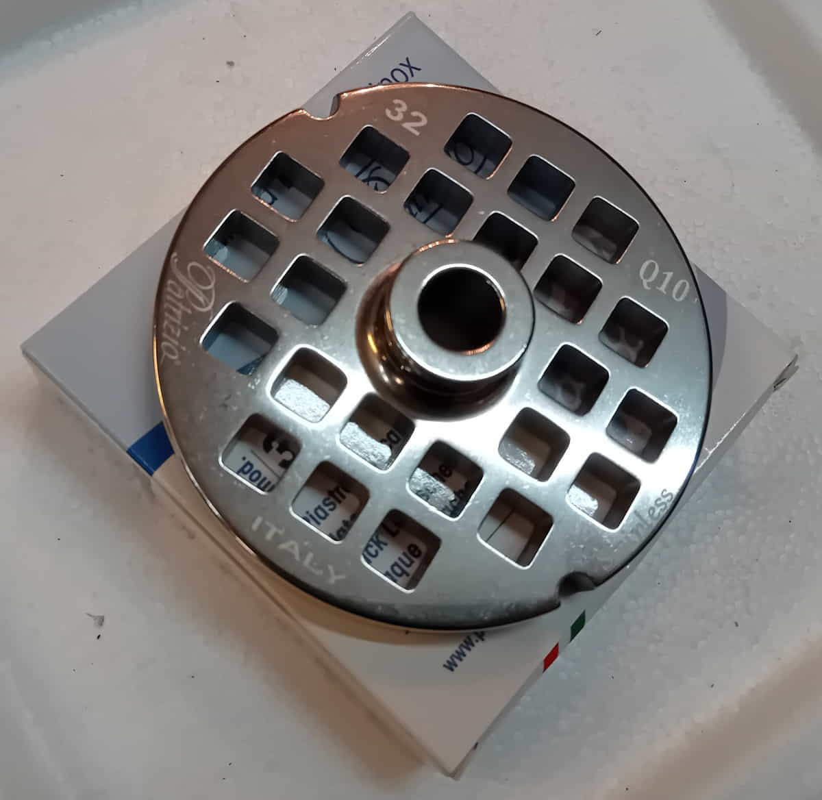 PIASTRA INOX PER TRITACARNE FAPATOOLS MOD. 32 FORI QUADRI Q10 mm