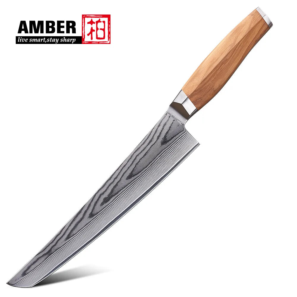 High Quality 67layers Vg10 Damascus Knife Set Olive Wood Handle Kitchen Knife Set with Magnetic Stand