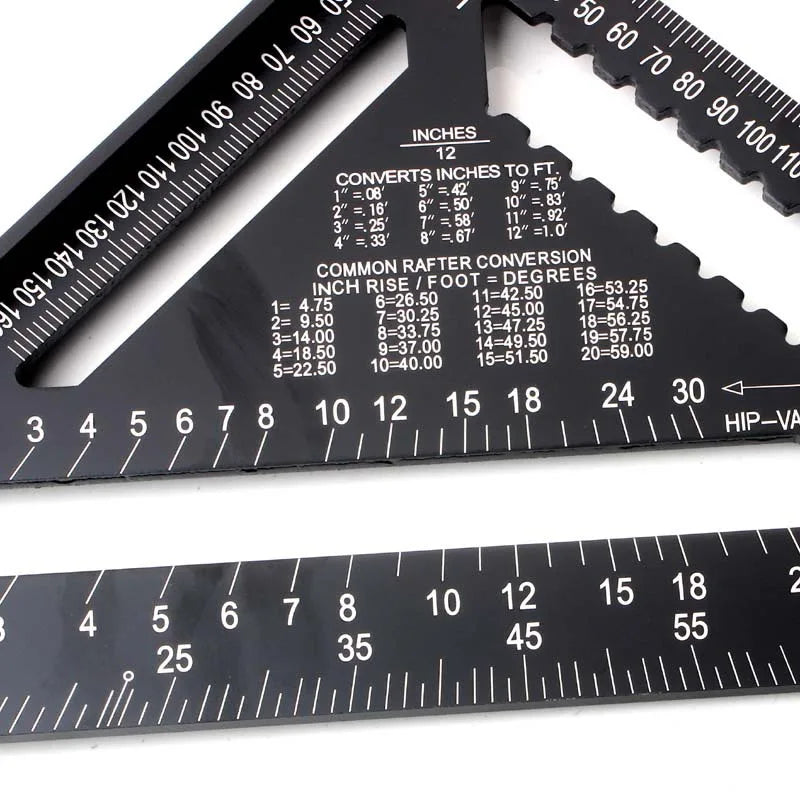 L-HT102 Triangle Ruler 7 Inch Aluminum Alloy Metric Angle Carpenter Measurement Ruler Woodworking Tools Measuring