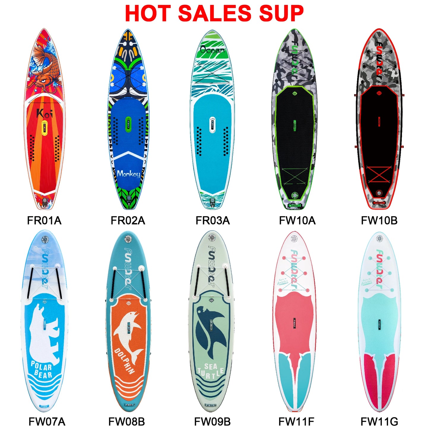 FUNWATER Dropshipping OEM 11' Blue Wholesale sup Inflatable Paddle Soft Top Surf Board Standup Paddle Board Water Sports