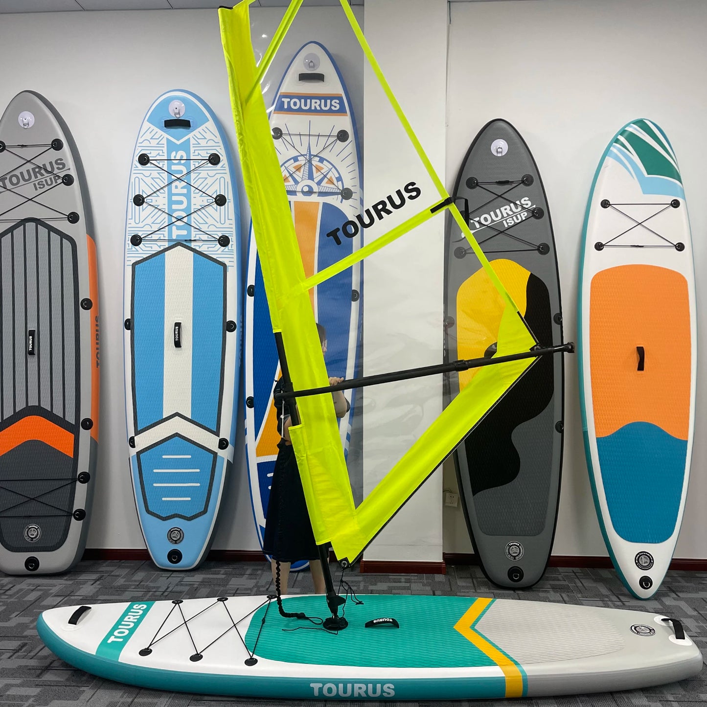 Professional Windsurf All Round Paddle Board Inflatable Surfboard Windsurfing SUP Sailing on Sea for Athlete or Technical Player, Type - sail