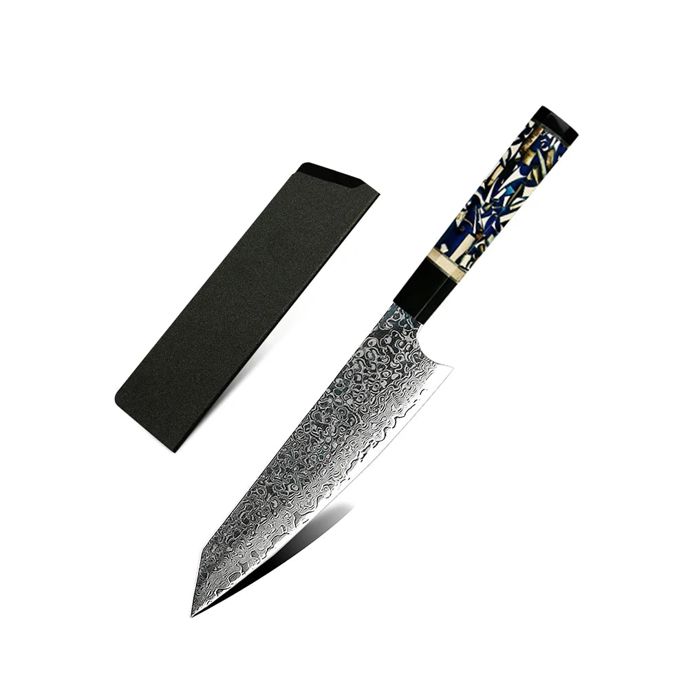 Yangjiang Amber 2021 Newly Designed Damascus 67 Layers Vg10 Steel 6 Inch Kitchen Kiristuke Knife with Buffalo Horn and Mammonth