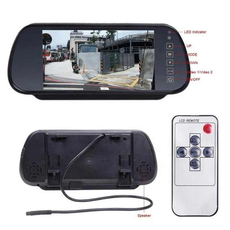 IPoster Hot Selling 7in Truck Reverse Mirror Monitor with 7 Infrared LED Night Vision US Stock Car Backup Rearview Camera Kit
