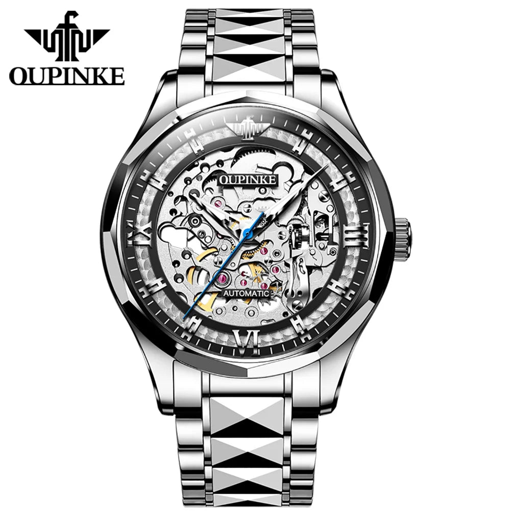 OUPINKE 3209 New Arrival Design High Quality Luxury Fashion Classic OEM Stainless Steel Mens Mechanical Skeleton Wrist Watches