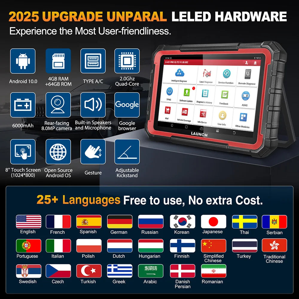 2025 for Launch X431 PRO Elite AutoAuth Full System Diagnostic Scanner Bidirectional CANFD DoIP FCA All-in-One with 1-Year Warra