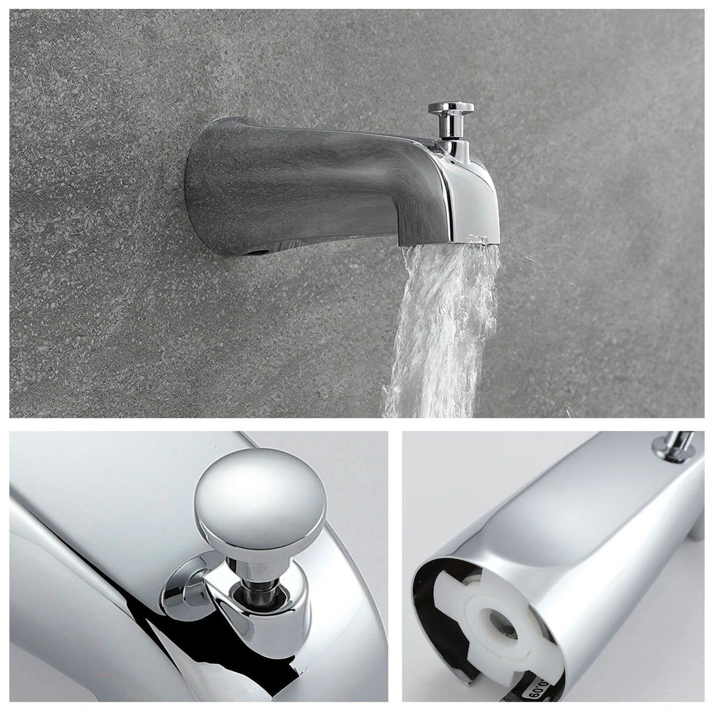 USA Warehouse Delivery CUPC Wall Mounted High-pressure Bath Shower Mixer Set with Pressure Balance Valve and Tub Spout
