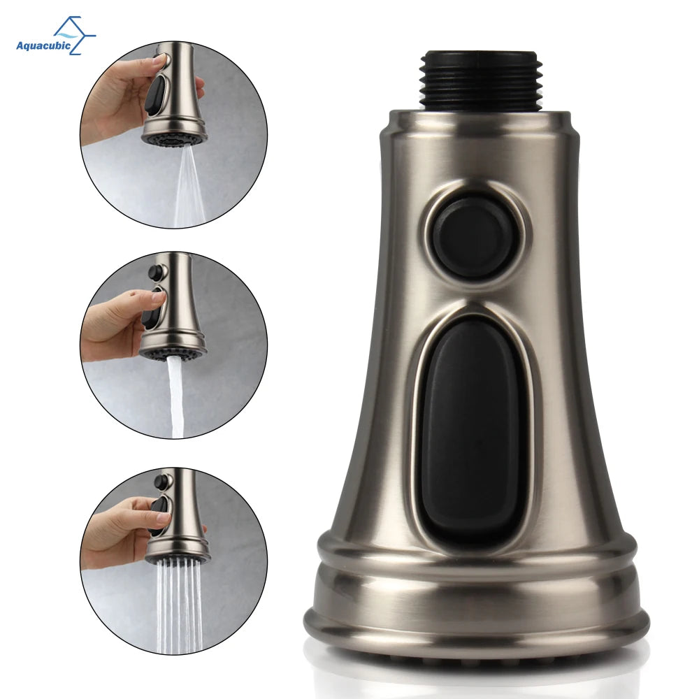 USA Stock Polished Chrome Pull Out Spray Head 3 Modes for Kitchen Sink Faucet Replacement Part Kitchen Tap Spout