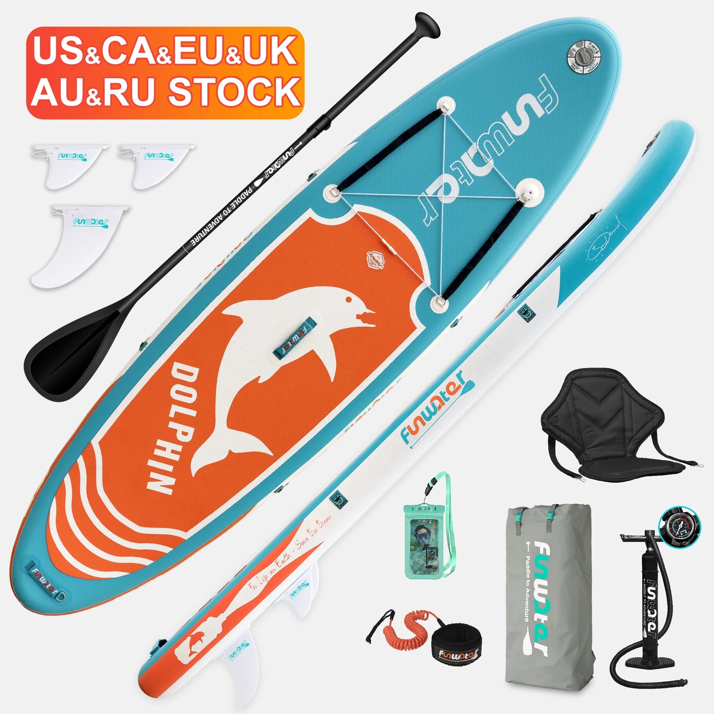 FUNWATER Dropshipping OEM Hot Sales 10'6" Blue Paddleboard Sub Board Stand up Paddle Price Surfboards Water Sport Isup