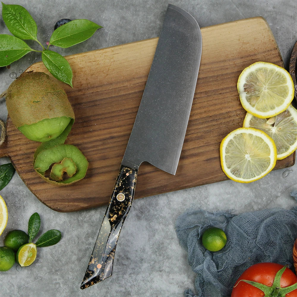 Premium Quality 3 Pcs 7 Layer Stainless Steel 10Cr15MoV Kitchen Knives Set With Full Tang with Resin Handle