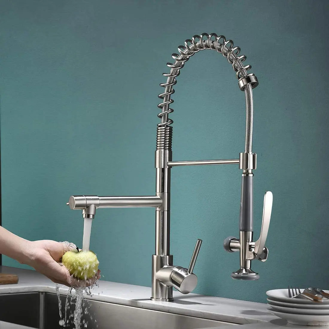 Modern Dual Handle Thermostatic Tap Contemporary Single-Hole Pull Kitchen Faucet American Kitchens Made China Kitchen Faucet