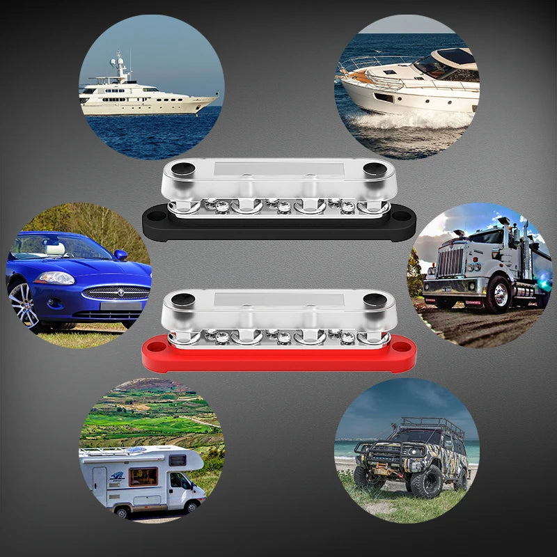 Daiertek Terminal Block 4 X M8 Terminal 6 X M4 Terminal 4 Stud Power Distribution Busbar Tinned Copper Bus Bar for Car Marine