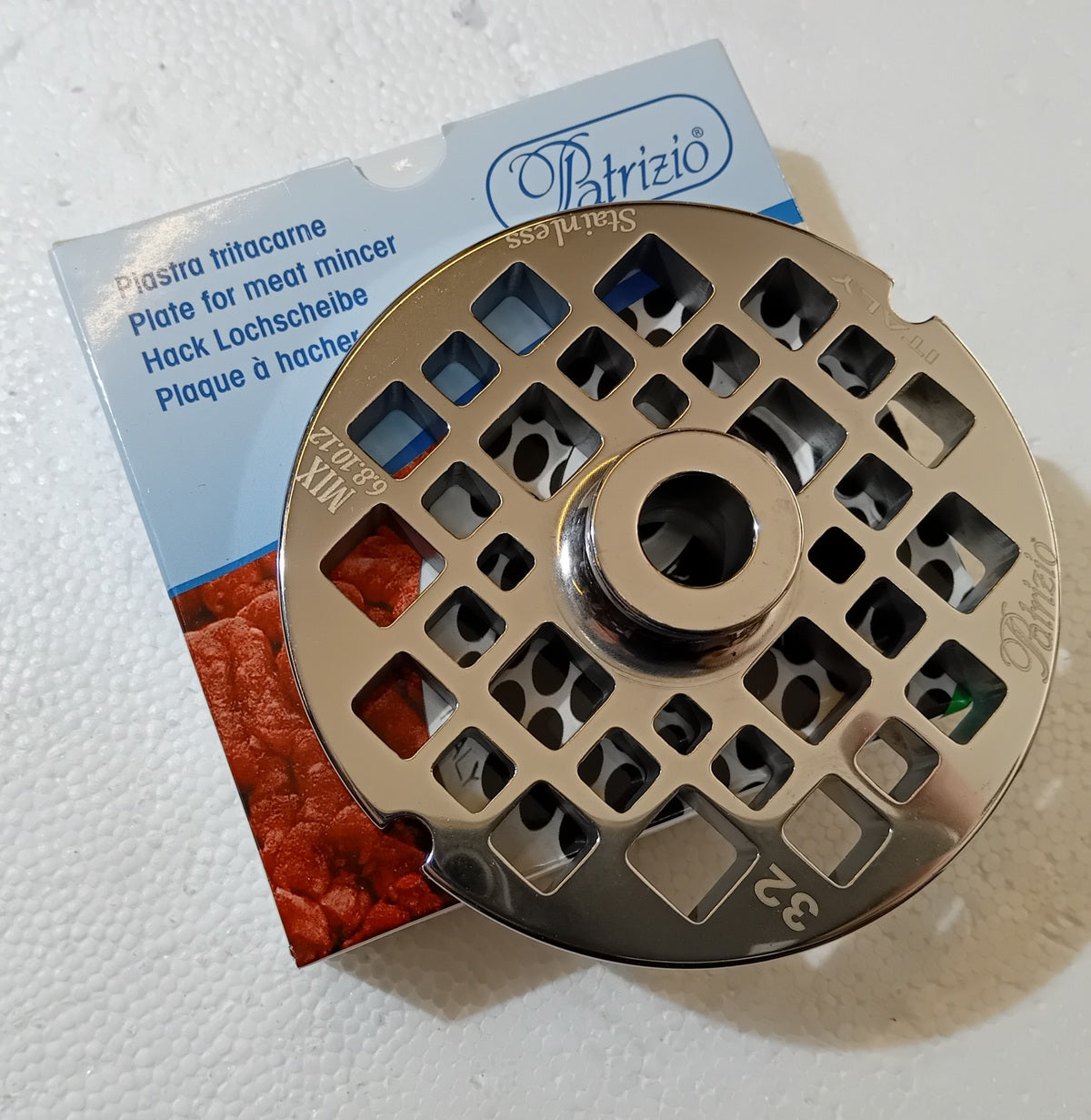 PIASTRA INOX PER TRITACARNE FAPATOOLS MOD. 32 FORI QUADRI MIX Q6-8-10-12 mm