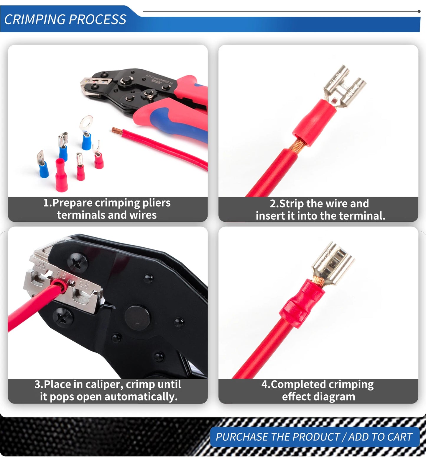 SN-02C Kit di strumenti per crimpare cavi AWG 23-13 per connettori elettrici per cavi isolati Terminali ad anello e a forcella e capicorda