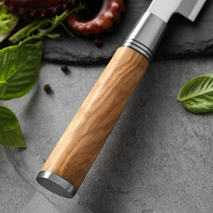 Coltello da sashimi Hezhen 300 con lama in acciaio inossidabile e fodero in legno