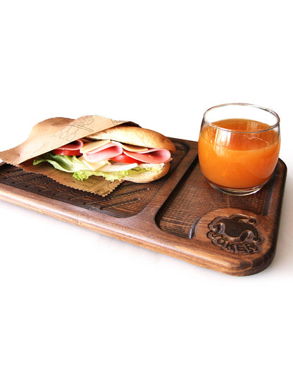 Tagliere in legno per hamburger, logo personalizzato