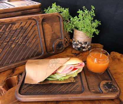 Tagliere in legno per hamburger, logo personalizzato