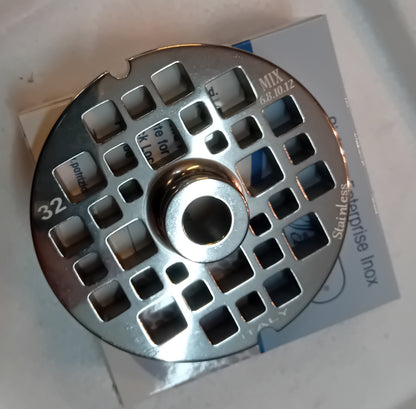 4 Coppie tritacarne inox mod. 32 "Gourmet" in cassetta legno Patrizio