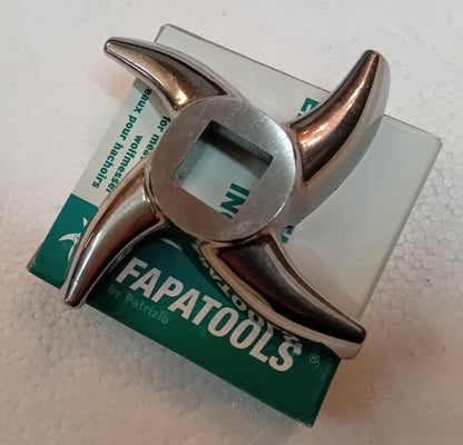 4 Coppie tritacarne inox mod. 32 "Gourmet" in cassetta legno Patrizio