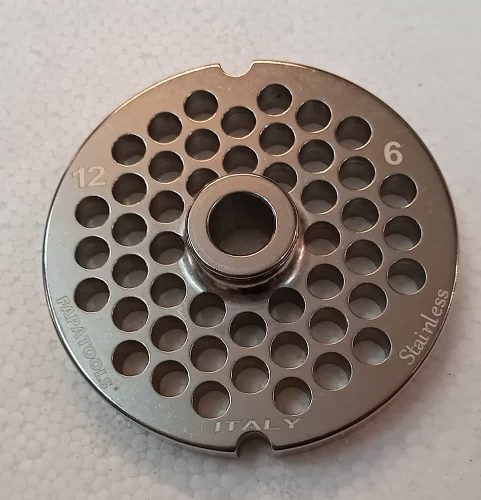 PIASTRA INOX PER TRITACARNE FAPATOOLS   MOD. 12 FORO DA 6 mm