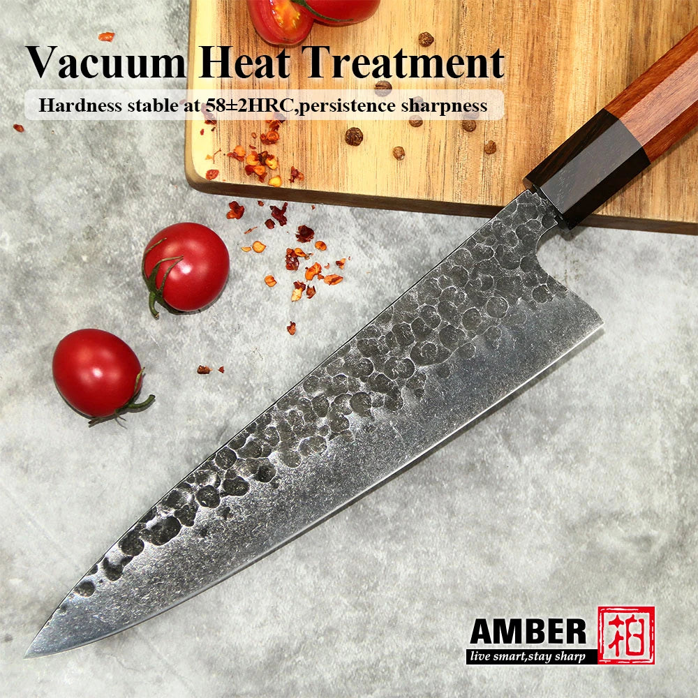 Yangjiang Amber Custom Handmade High Carbon Steel 8 Inch Master Japanese Kitchen Chef Knife with Box