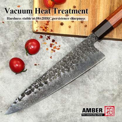 Yangjiang Amber Custom Handmade High Carbon Steel 8 Inch Master Japanese Kitchen Chef Knife with Box