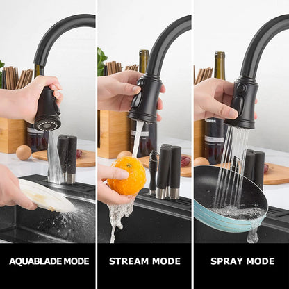 USA Stock Matte Black 3 Modes Kitchen Sink Faucet Sprayer Attachment Pull Out Spray Head Replacement for G1/2 Connector