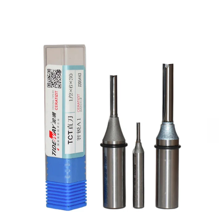 Tideway Industries Grade 1/4 1/2 Inch Shank 2 Flutes TCT Straight End Mill Woodworking Router Bit