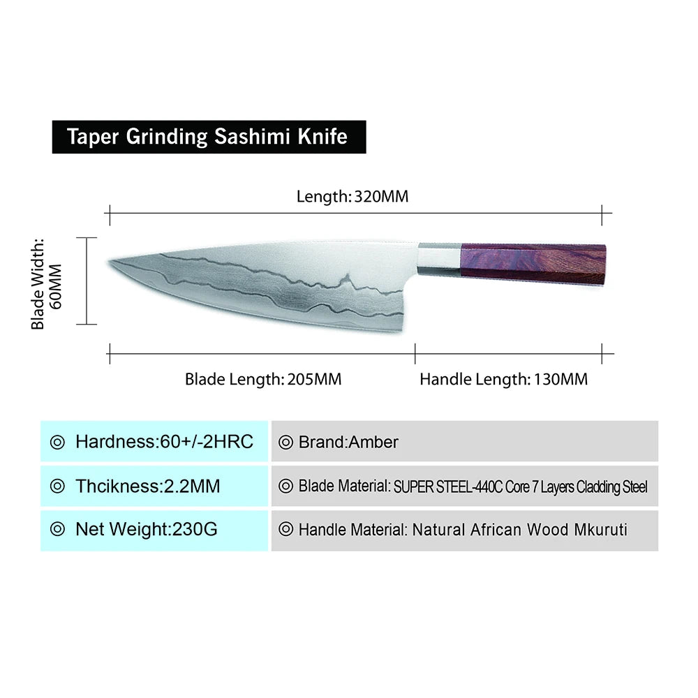 Hot 8 Inch Mkuruti Wood Handle Japanese Kiritsuke Kitchen Knife Vg10 Chef Damascus Knife