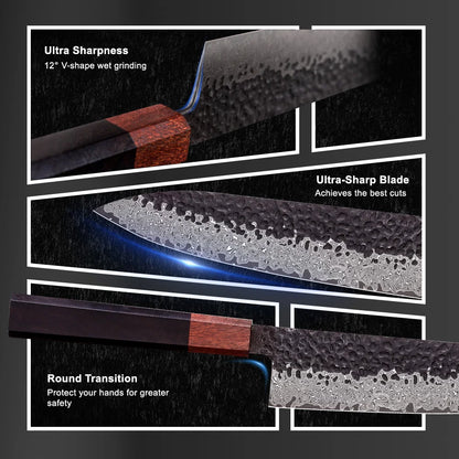 High-class Japanese Knife Full Tang Kitchen Chef Boning Slaughter Knife Damascus Knives With Wooden Handle