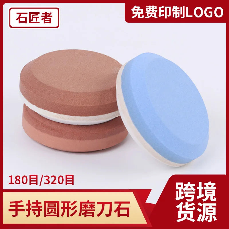 Double Sides 400 1000 180 320 Grits Outdoor Tool Round Hand Held White Corundum Whetstone Sharpening Stone