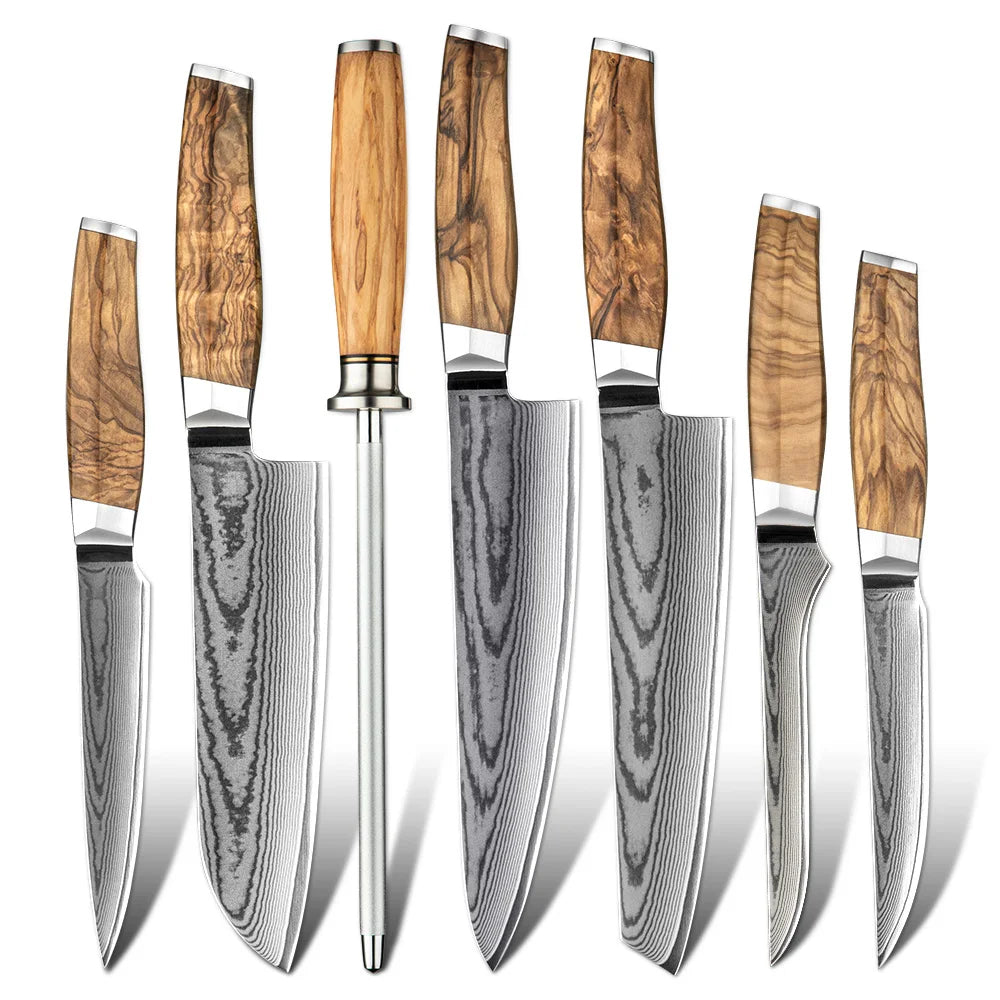 Amber Olive Wood Handle 6inch Professional Damascus Vg10 Kitchen Fish Knife Fillet Knife Boning Knife