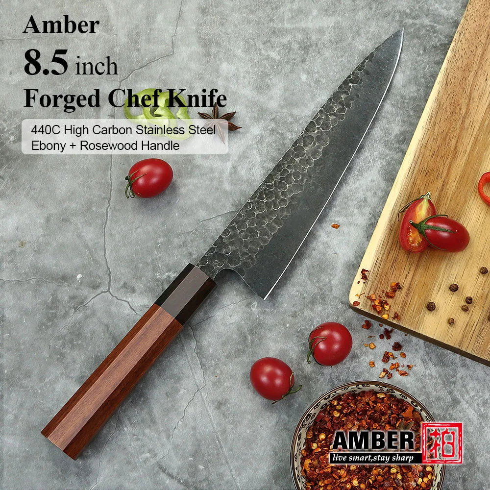 Yangjiang Amber Custom Handmade High Carbon Steel 8 Inch Master Japanese Kitchen Chef Knife with Box
