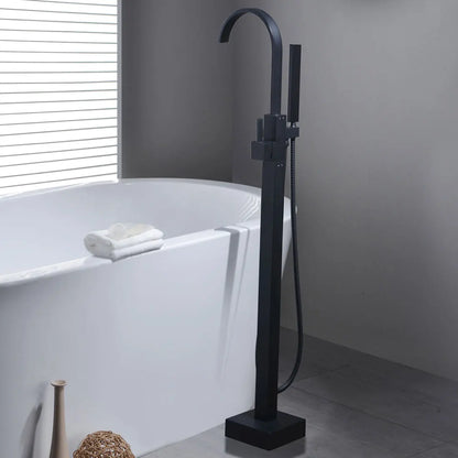 Matte Black Stand Bathtub Luxury Bathroom Free Floor Standing Bathtub Faucet Mixer Shower Design Brass Modern Outer Carton Box