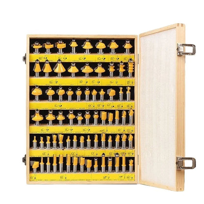 70pcs Wooden Case Pack Carbide Router Bits Set with 1/2 Round Shank Router Bits for Wood Woodworking, Blade Diameter - 12.7mm
