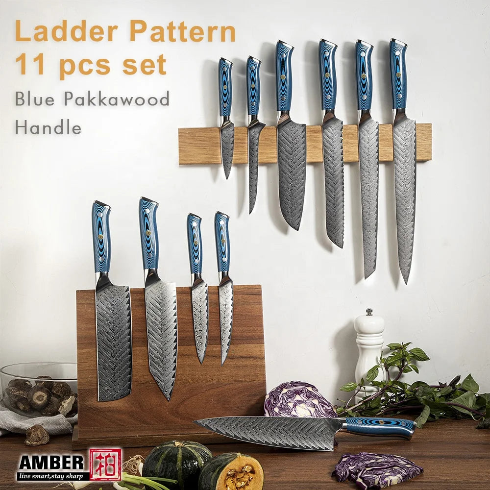 Amber Blue Pakkawood Handle Fillet Fish Japanese Sashimi Knife Yanagiba Knife Sushi Knife