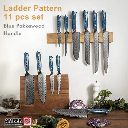 Amber Blue Pakkawood Handle Fillet Fish Japanese Sashimi Knife Yanagiba Knife Sushi Knife