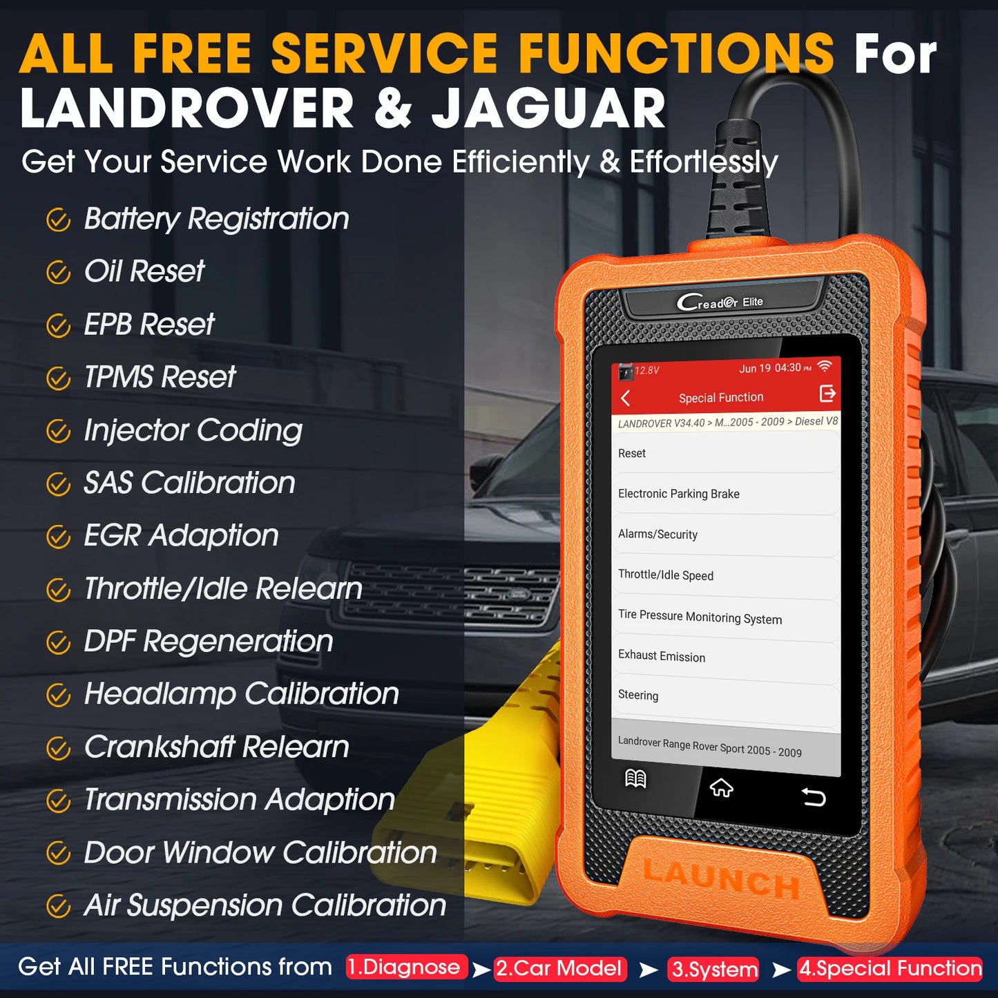 2025 Original Launch CRE Elite for Land Rover Jaguar Obd2 Scanner Auto Diagnostic Tool All Service Lifetime Free Update