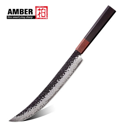 8inch Double Edge Sharp Thin Craftsman 67 Layers Vg10 Damascus Steel Honsuki Japanese Kitchen Knives with Wooden Handle