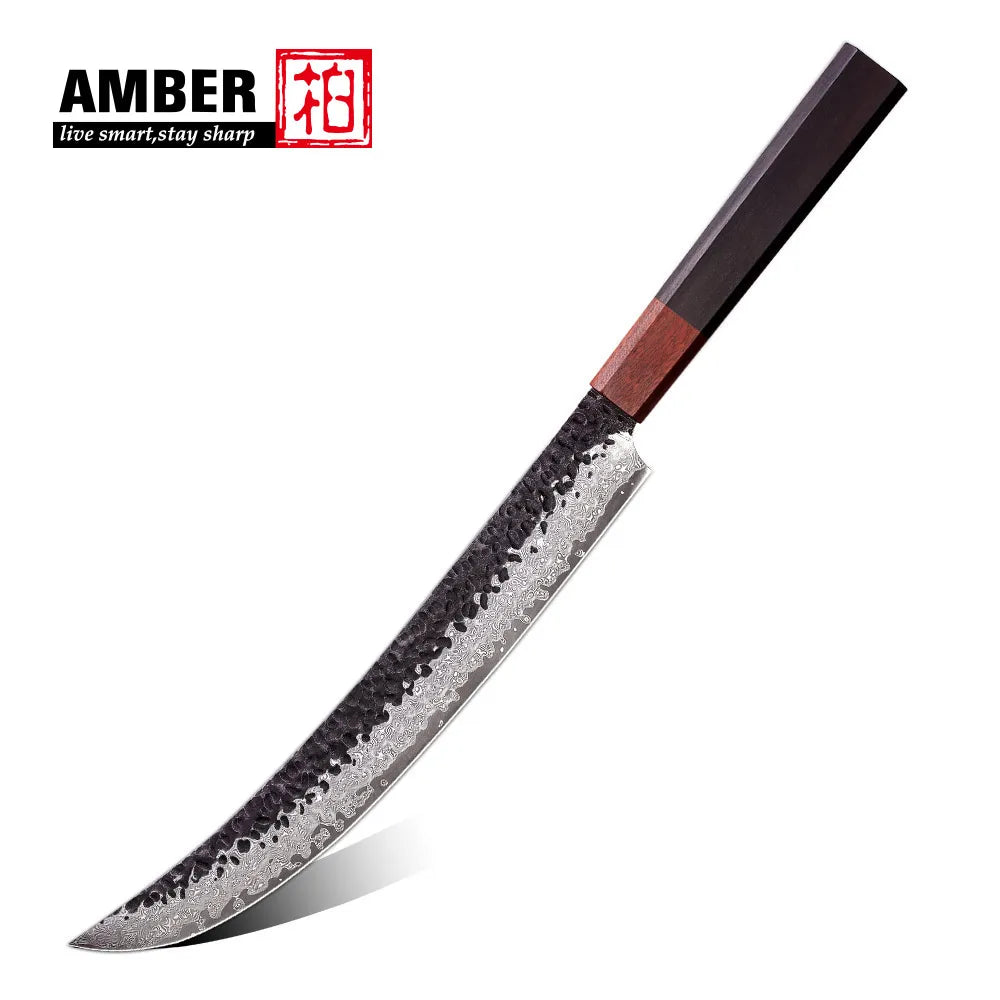 8inch Double Edge Sharp Thin Craftsman 67 Layers Vg10 Damascus Steel Honsuki Japanese Kitchen Knives with Wooden Handle, kitchen knife size - 8 Inch
