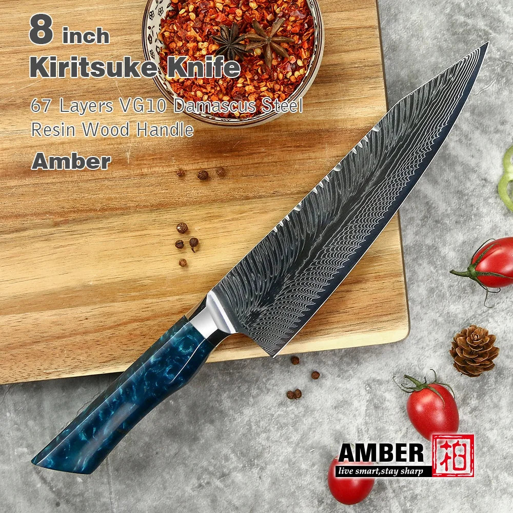 Yangjiang Amber All Purpose Colorful Custom Handmade Japan Demascus Cooking Kitchen Knives