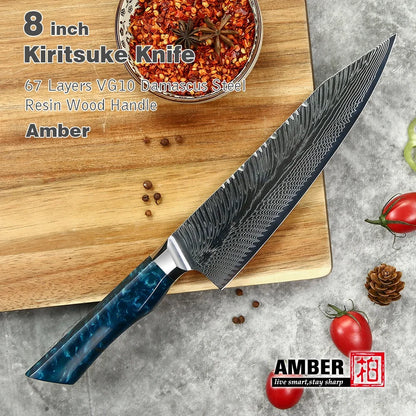 Yangjiang Amber All Purpose Colorful Custom Handmade Japan Demascus Cooking Kitchen Knives