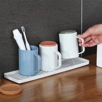 Multipurpose Bathroom Soap Sponge Drip Draining Board Dish Coffee Mug Cup Storage Drying Rack Plastic Kitchen Sink Drain Tray