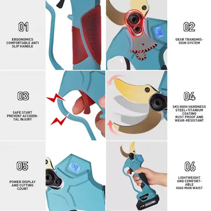 DTWA1-0022+A2-0047 Garden Cordless Extension Pole Chainsaw High Pruning Shears Electric Telescopic Pole Scissors Pruners