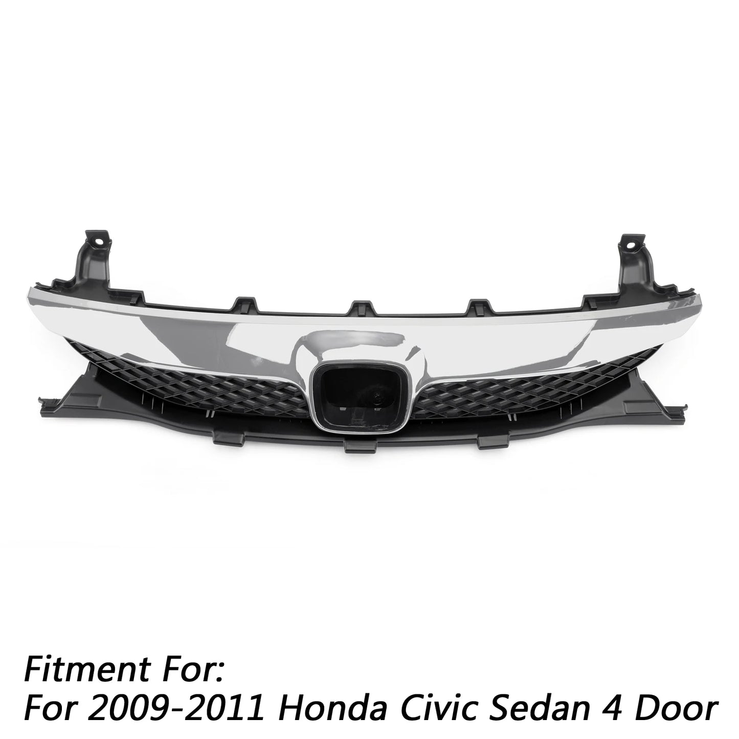 Areyourshop Front Bumper ABS Grille Grill Replacement for Honda Civic Sedan 4 Door 2009 2010 2011 With Logo