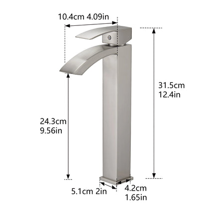 Modern Luxury Brushed Nickel Zinc Alloy Single-Hole Mounted Water Taps Single-Handle Bathroom Basin Faucets Ceramic Metered