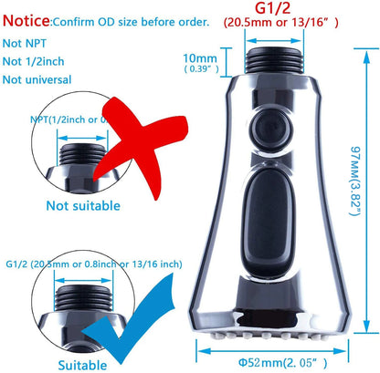 USA Stock Kitchen Faucets Spray Head with 3 Modes Head Replacement Headshower for Kitchen Faucet