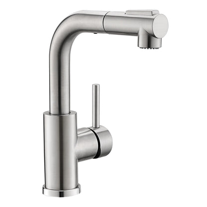 Modern Single Handle Pull Stainless Steel Kitchen Sink Faucet Brushed Nickel Sprayer Classic Style Hot Cold Water Single Hole