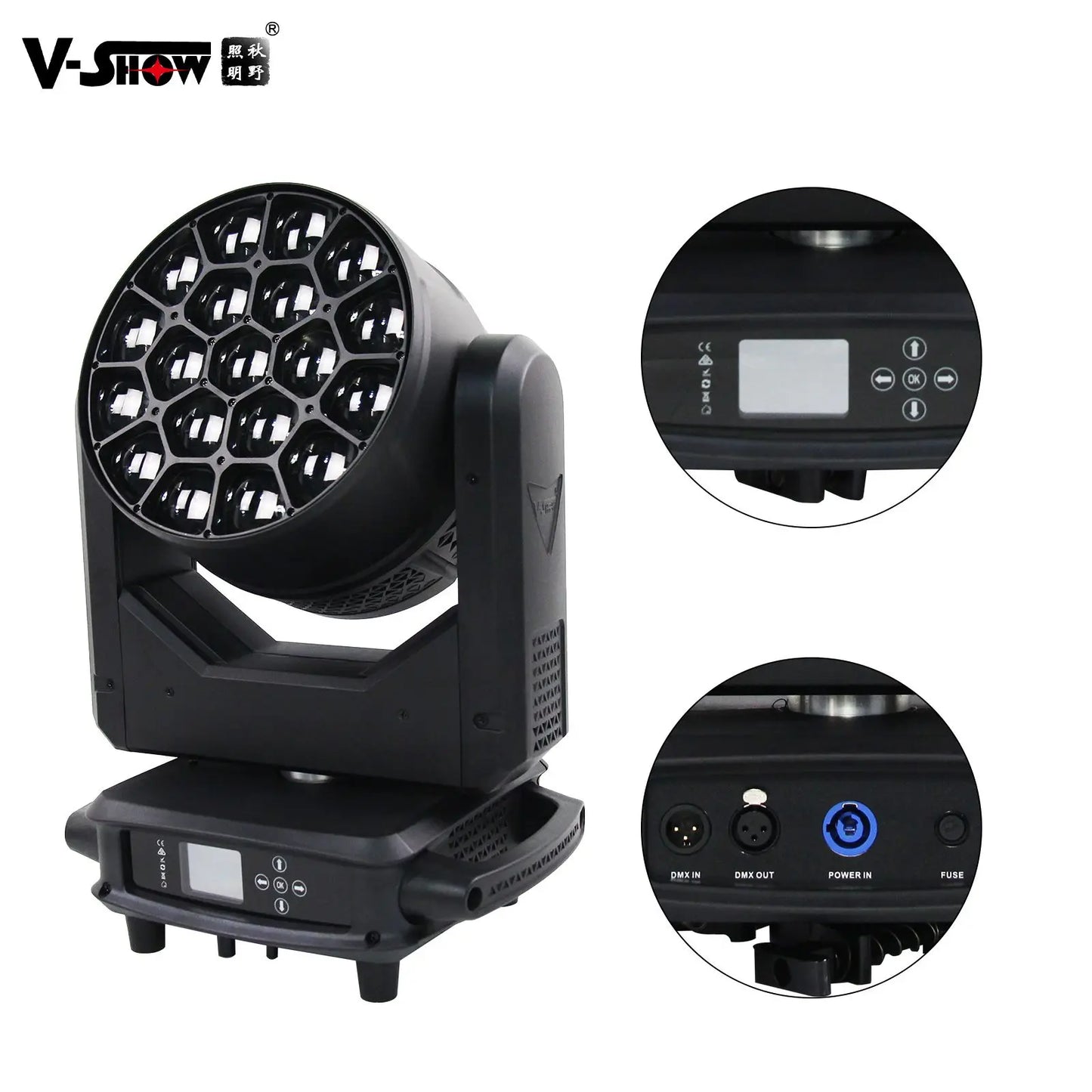 Shipping From USA VSHOW R1940L Big Bee 19pcs 40w Wash RGB Moving Head Light High Power LED Wash Moving Head for Dj Concert