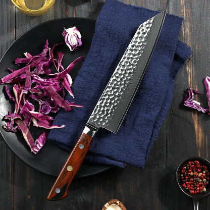 Guarantee High Quality 67 Layers VG10 Damascus Steel Santoku Utility Japanese Kitchen Knives with Wooden Handled