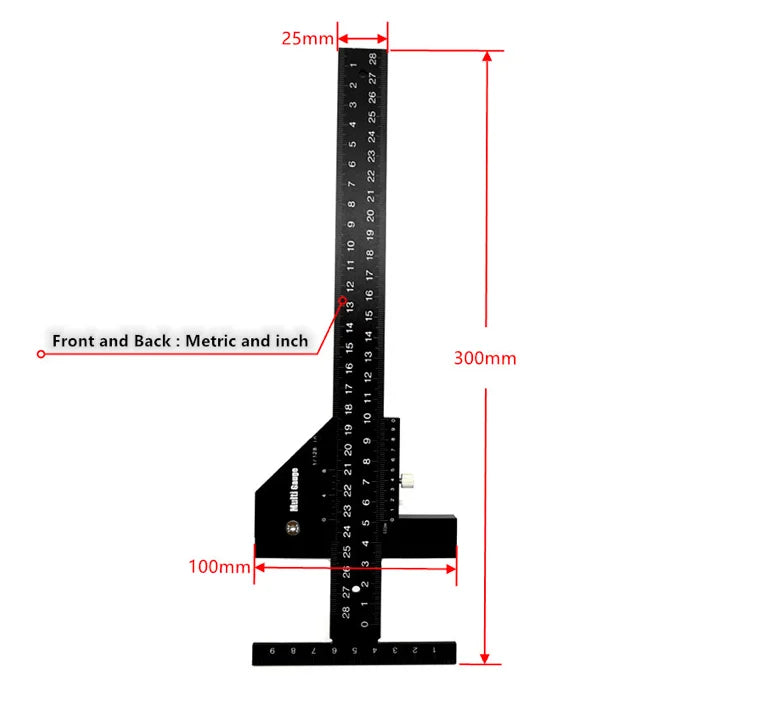 L-HT161 Multi Woodworking Sliding Gauge Aluminum Alloy Scribe Ruler Depth Gauge T-Square Scribing Measuring Tools Marking Gauge
